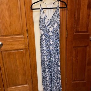 Lush Blue and white printed maxi dress by Lush